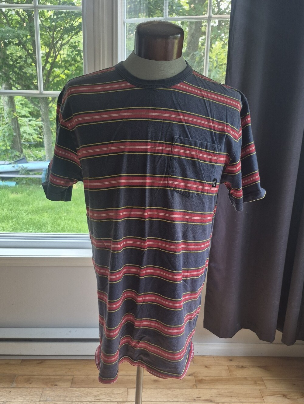Men's Vans Navy Striped Pocket Tee - Casual Crewneck Shirt